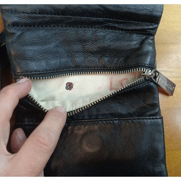 Rough Roses Black Leather Crossbody Bag Purse, Super Soft Adjustable Strap - Picture 4 of 4